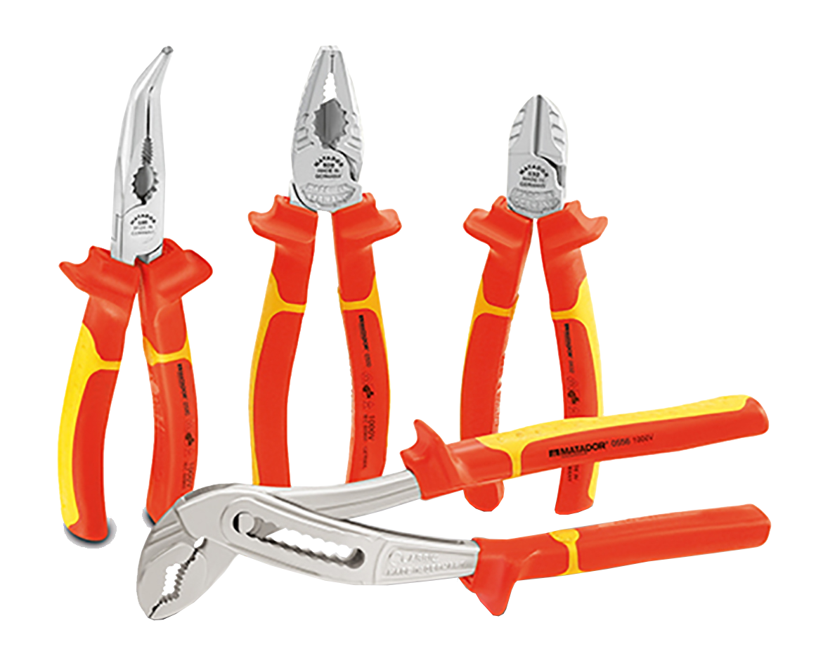 Matador Tangenset 1000V VDE Combinatie, Knip, Waterpomp,Telefoontang Gebogen, 3-delig