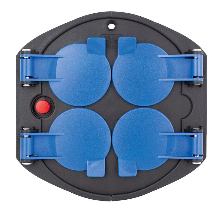 Schwabe Contactdoos Inzetstuk 230V/16A IP20 tbv kabelhaspel met 4 contacten met deksel