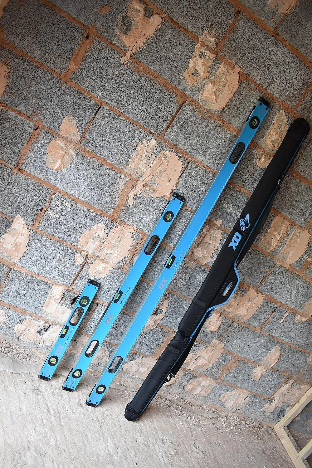 OX Pro Set Waterpassen 600+1200+1800mm in Opbergtas