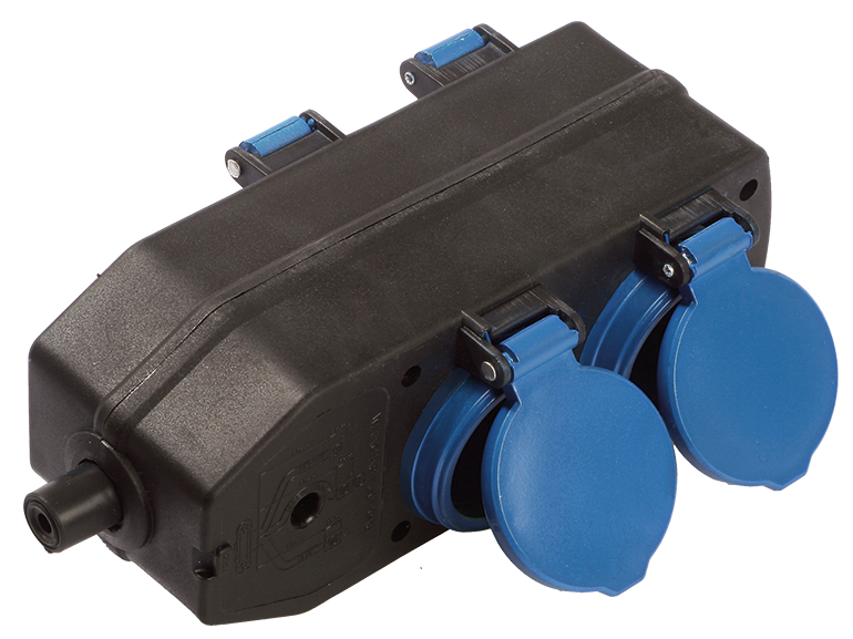 Schwabe Verdeeldoos 230V/16A IP44 4-voudig zonder Verlengkabel