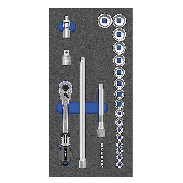 Matador MTS 1/3 Module 3/8" Dopsleutelset Twaalfkant 6-22mm, 22-delig