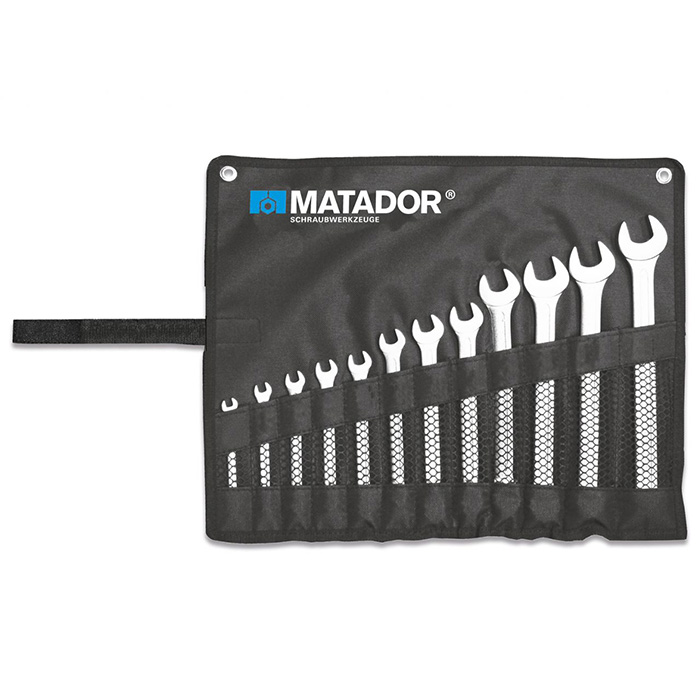Matador Ringsteeksleutelset met Ratel 8-19mm in roltas, 12-delig