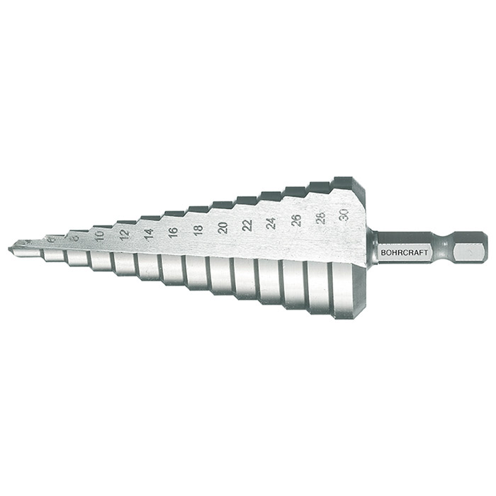 BC Trappenboor HSS-G met 1/4" Bit-schacht 1, 1mm stap 4-12mm