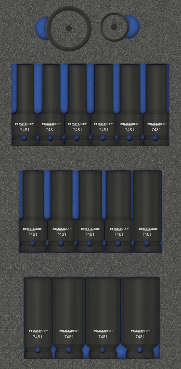 Matador MTS 1/3 Module 1/2" Krachtdoppenset Lang 10-27mm, 19-delig