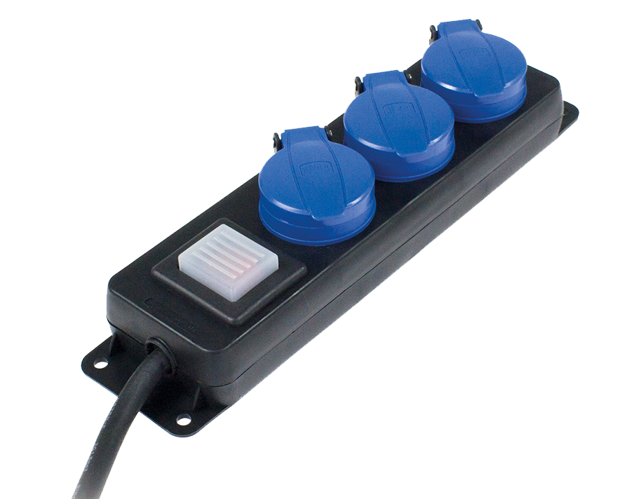 Schwabe Camping CEE Verdeeldoos 230V/16A IP44 3-voudig 3-polig met Verlengkabel H07RN-F 3G1,5 1,5m