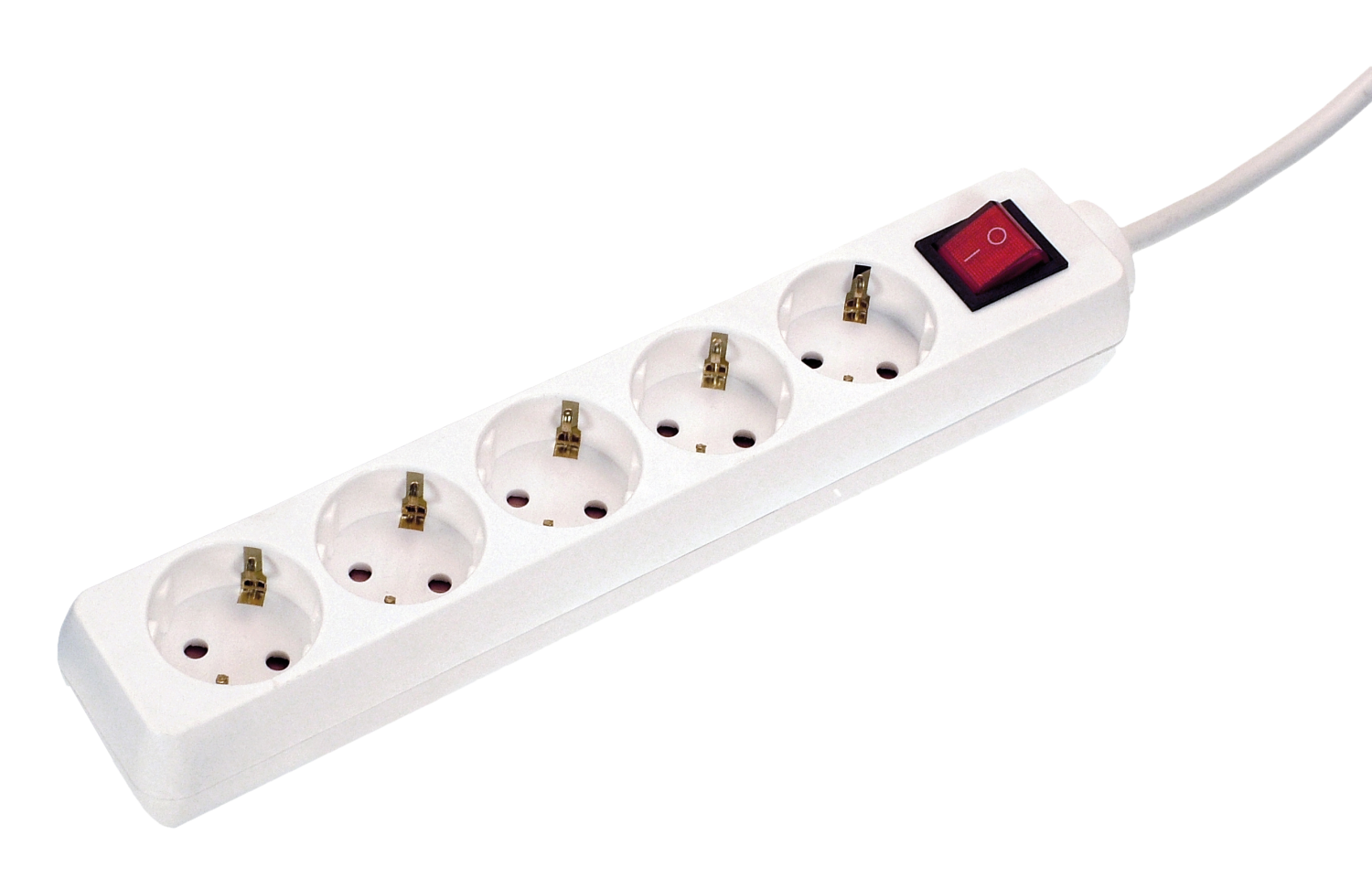 Schwabe Stekkerdoos 5x randaarde met schakelaar kabel H05VV-F 3G1,5 wit 1,4m