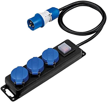 Schwabe Camping CEE Verdeeldoos 230V/16A IP44 3-voudig 3-polig met Verlengkabel H07RN-F 3G1,5 1,5m