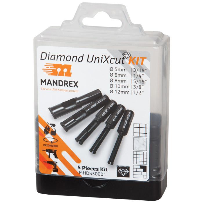Mandrex UniXcut Diamantboorset MHDS30001 5-12mm, 5-delig