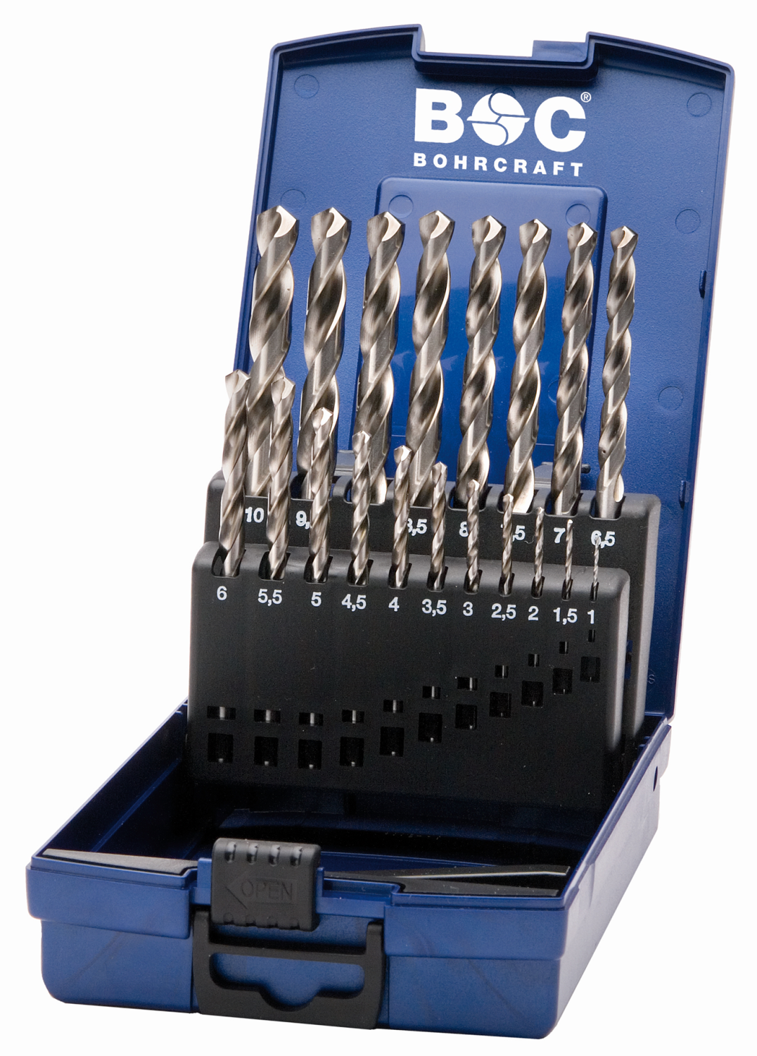 BC PP Spiraalborenset HSS-E Co 8% DIN 338 KE 10 Co8 Ø 1,0-10,0 x 0,5mm, 19-delig