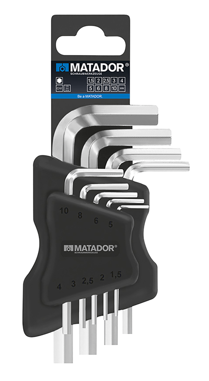 Matador Korte Inbussleutelset mat verchroomd 1,5-10mm, 9-delig