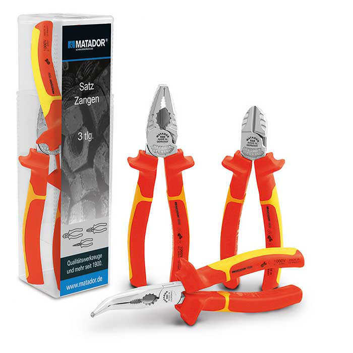 Matador Tangenset 1000V VDE Combinatie, Knip, Telefoontang Gebogen, 3-delig