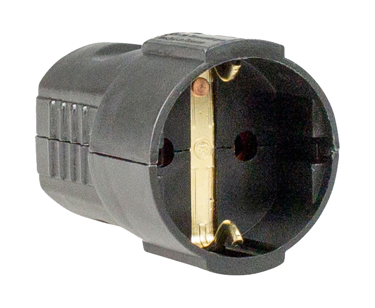 Schwabe Contrastekker recht 230V/16A IP20 randaarde 1.5mm² zwart