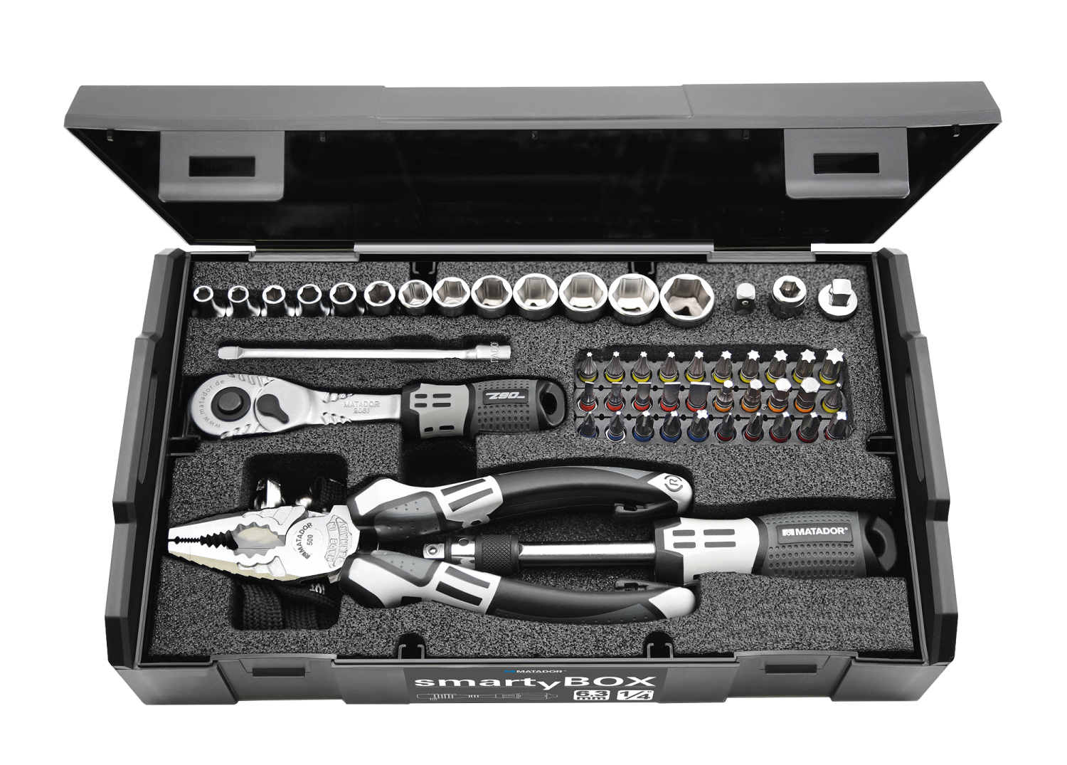 Matador SmartyBox S1 1/4" Dopsleutelset Universal 4-14mm, 61-delig