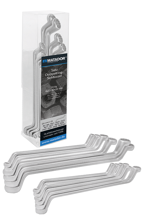 Matador Ringsleutelset Diep Gebogen 6x7 t/m 30x32mm in kunststof box, 12-delig