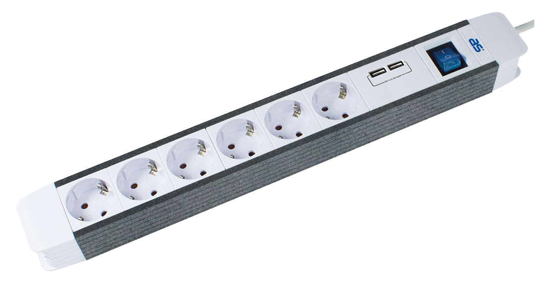 Schwabe Flash Stekkerdoos 6x randaarde 2x USB kabel H05VV-F 3G1,5 1,5m