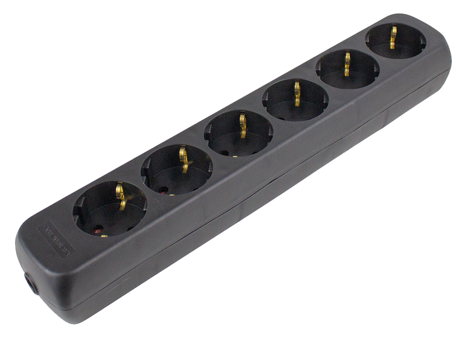 Schwabe Stekkerdoos 6x randaarde zonder kabel zwart