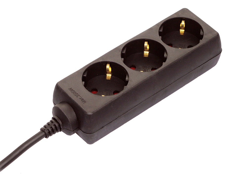 Schwabe Stekkerdoos 3x randaarde kabel H05VV-F 3G1,5 zwart 1,4m
