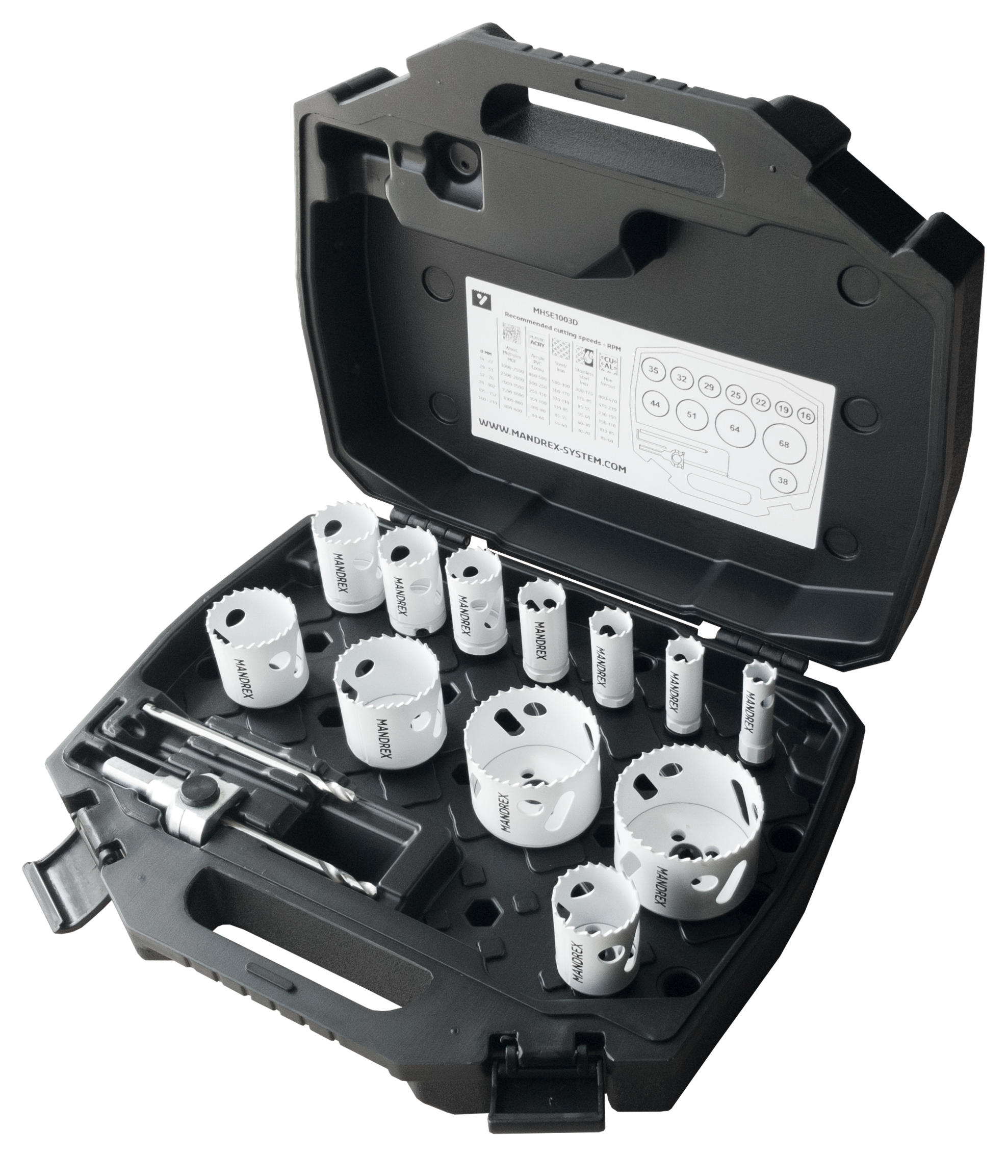 Mandrex Industrieset SpeedXcut Bi-metaal M42 MHSD1003A, 19mm-76mm zesk.11, 15-delig