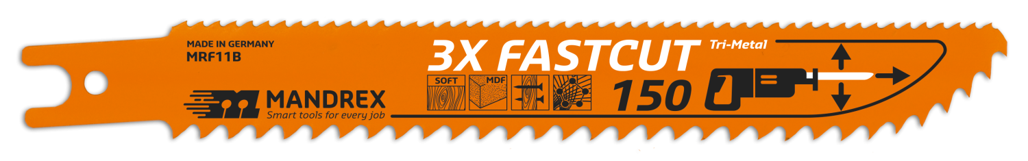 Mandrex 3X Fastcut Reciprozaagblad MRF11B 150mm hoge snelheid (2 st.)