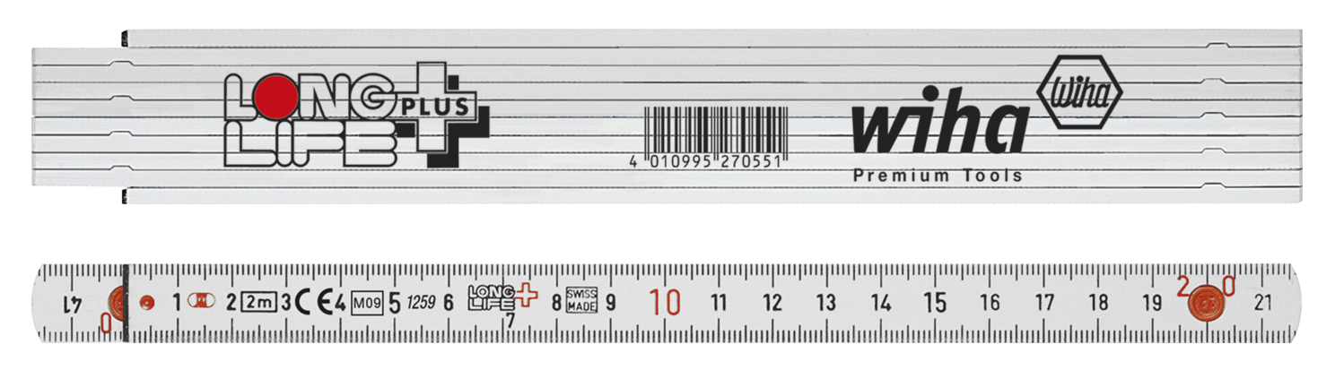 WIHA Longlife Plus Duimstok 410 2001 metrisch 10 delen (geel) 15mm/2m