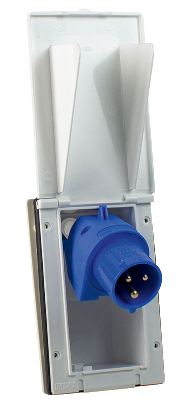 Schwabe Camping CEE Inbouwcontactdoos uitklapbaar 230V/16A IP44 3-polig Wit