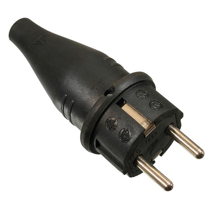 Schwabe Rubber Stekker 230V/16A IP44 Zwart tot 1,5 mm²
