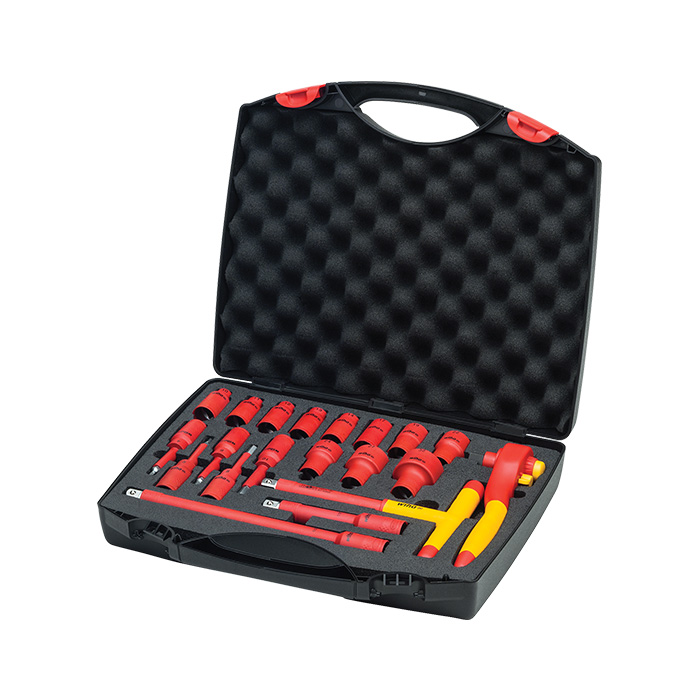 WIHA 1/2" Dopsleutelset met ratel 1000V VDE 7208N, 21-delig