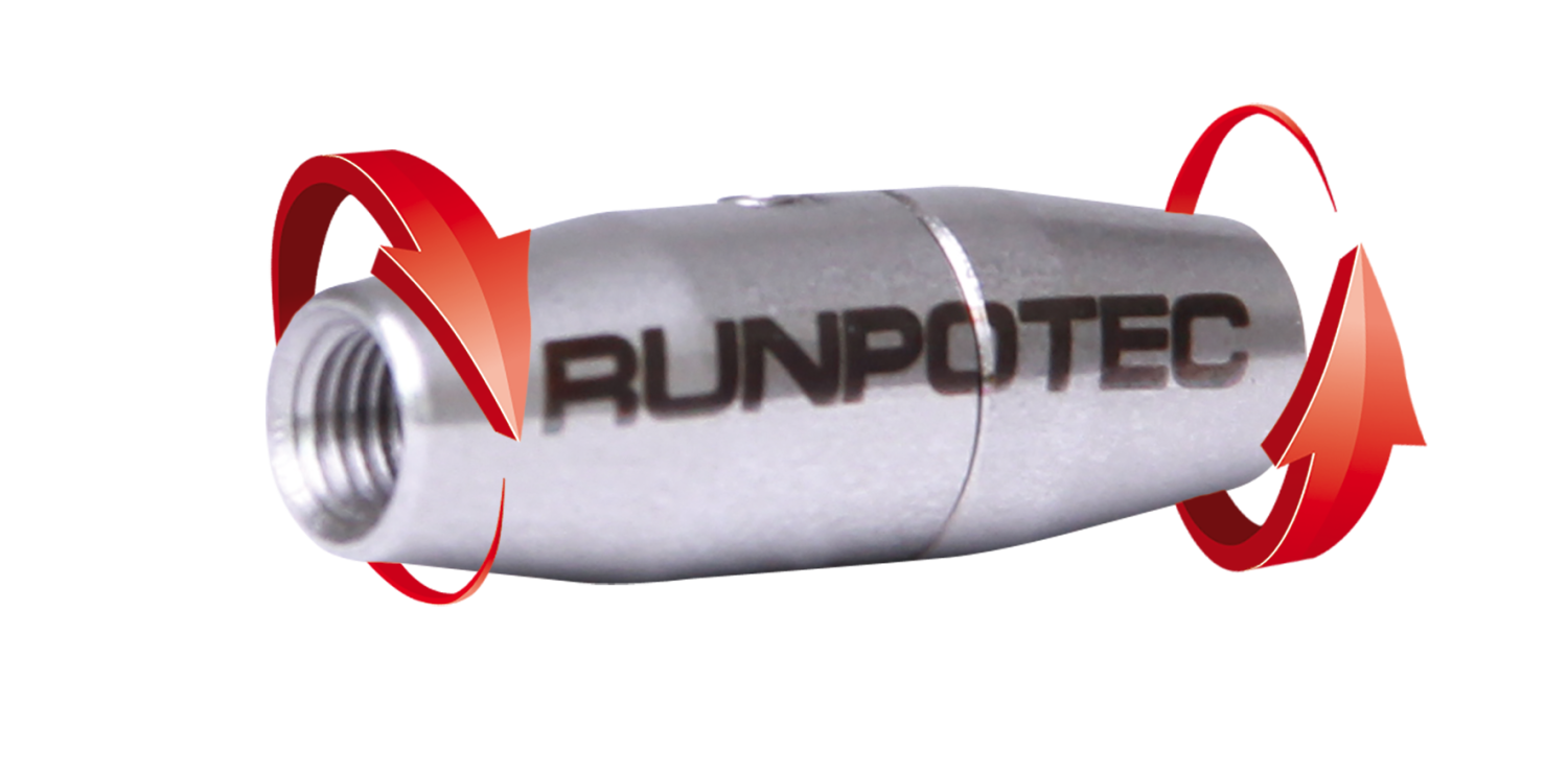 RUNPO RVS Verbindingstuk draaibaar RTG6 t.b.v.Ø 4,5mm en 6mm Glasvezel Trekveer