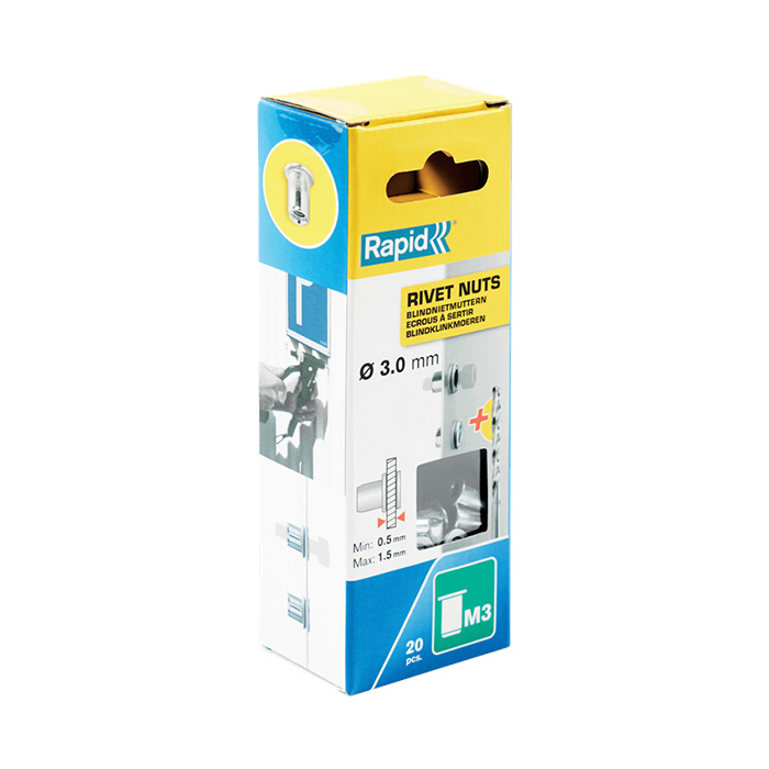 Rapid M3 Blindklinkmoeren in blister (20 stuks)