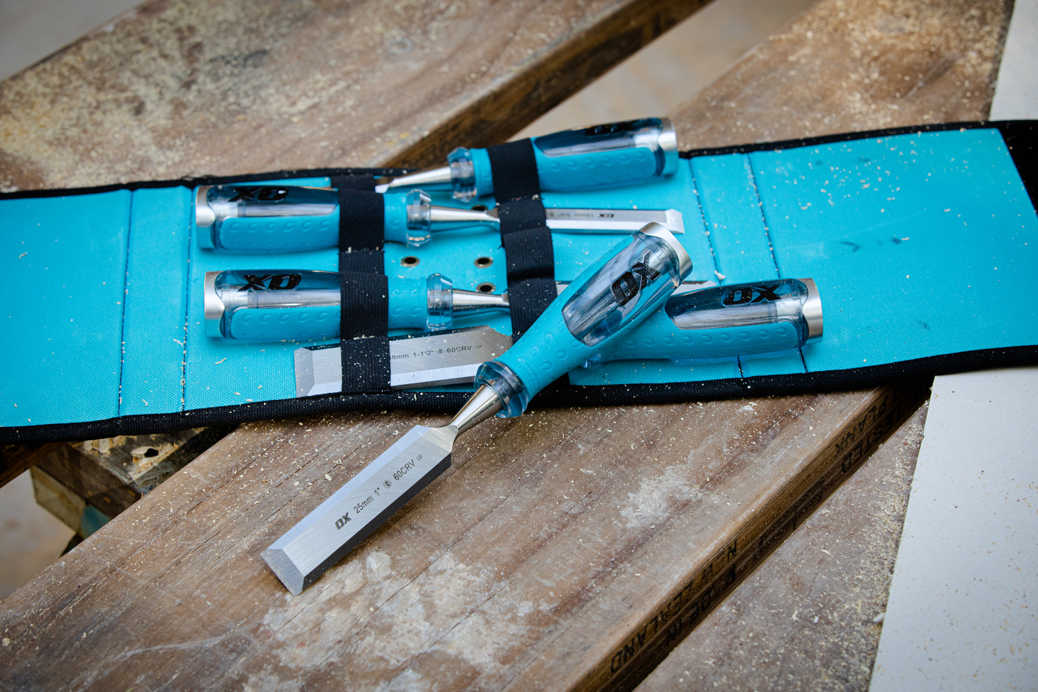 OX Pro Houtbeitelset 6-25mm in etui, 5-delig