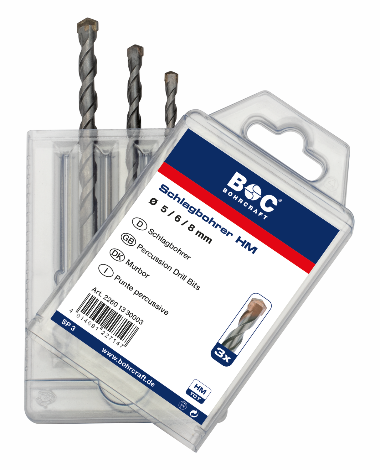BC Betonborenset HM SP3 Ø 5-6-8mm, 3-delig
