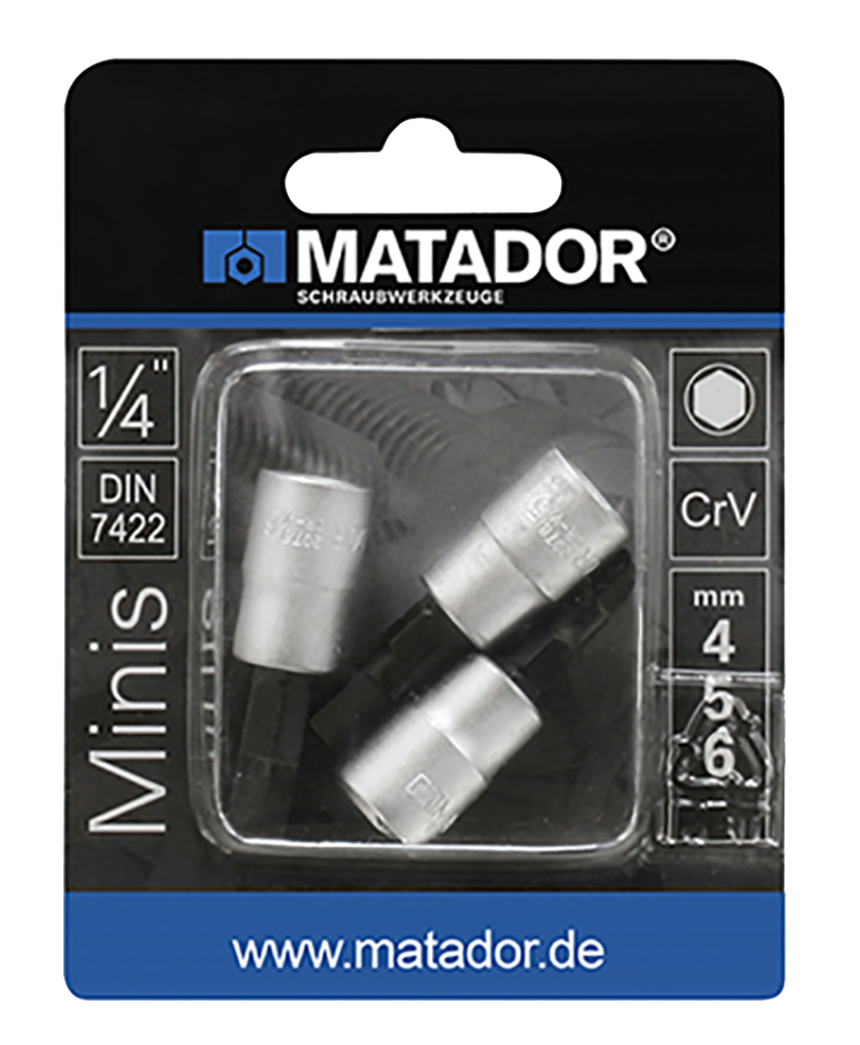 Matador 1/4" Schroevendraaierdopsleutelset Inbus 4-5-6mm
