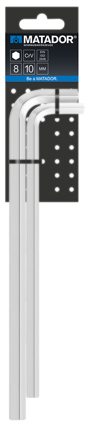 Matador Lange Inbussleutelset mat verchroomd 8-10mm, 2-delig