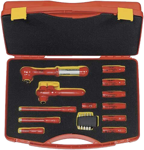 Friedrich 1/4" Dopsleutelset 8-14mm 1000V + Omschakelbare Ratel + Momentsleutel, 5-25N, 13-delig