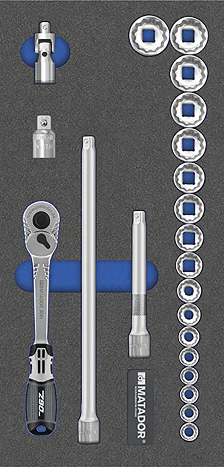 Matador MTS 1/3 Module 3/8" Dopsleutelset Inchmaat 1/4"-7/8", 19-delig