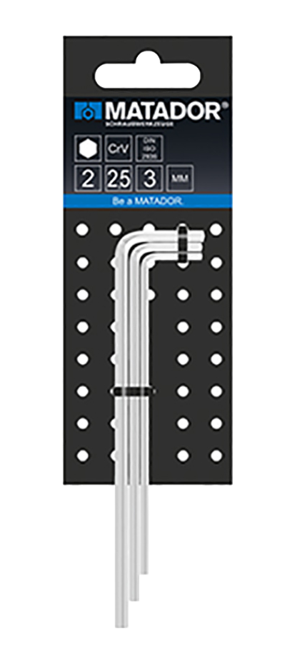 Matador Lange Inbussleutelset mat verchroomd 2-2,5-3mm, 3-delig
