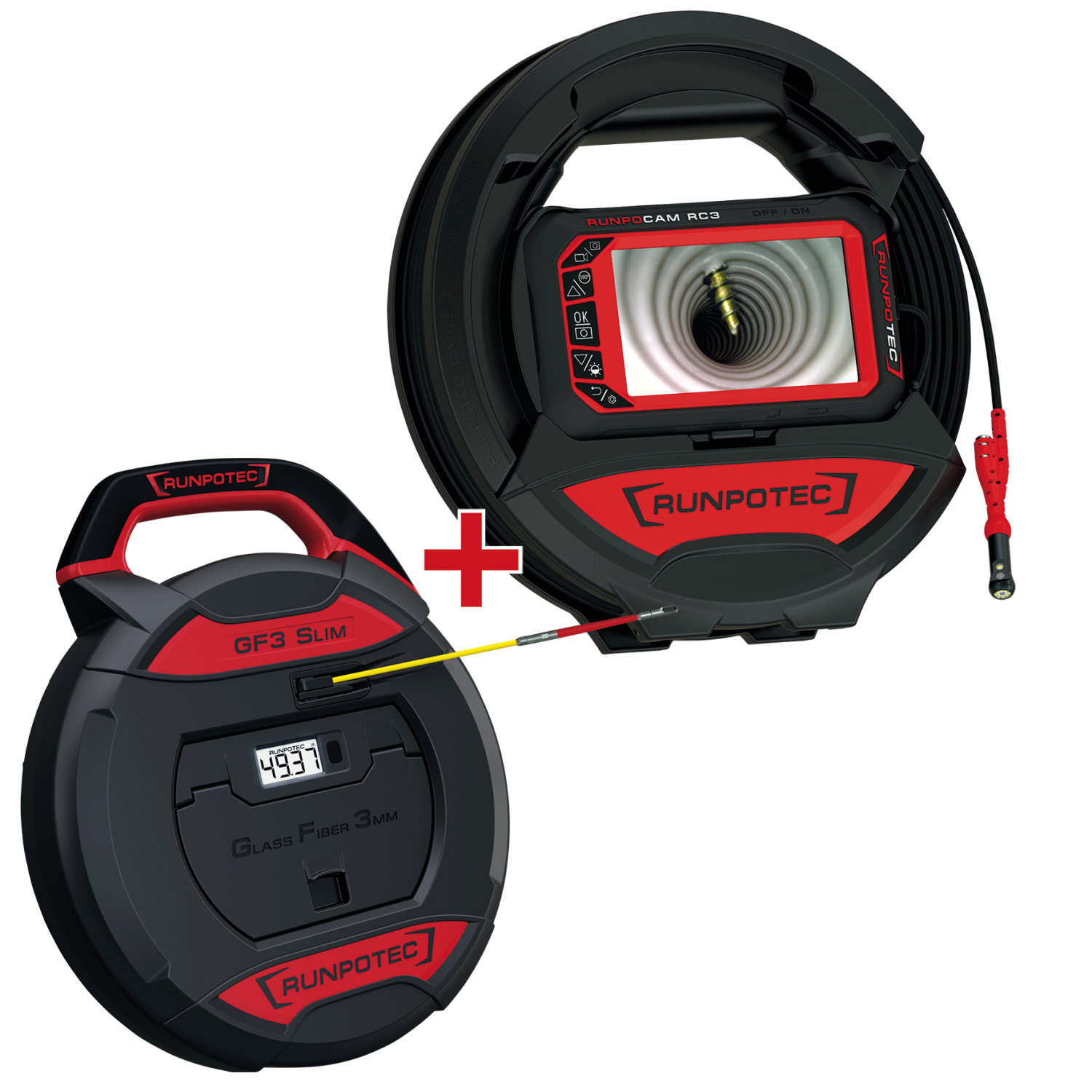 RUNPO ACTIESET Inspectiecamera RC3 15m + GF3 met lengtemeter 30m