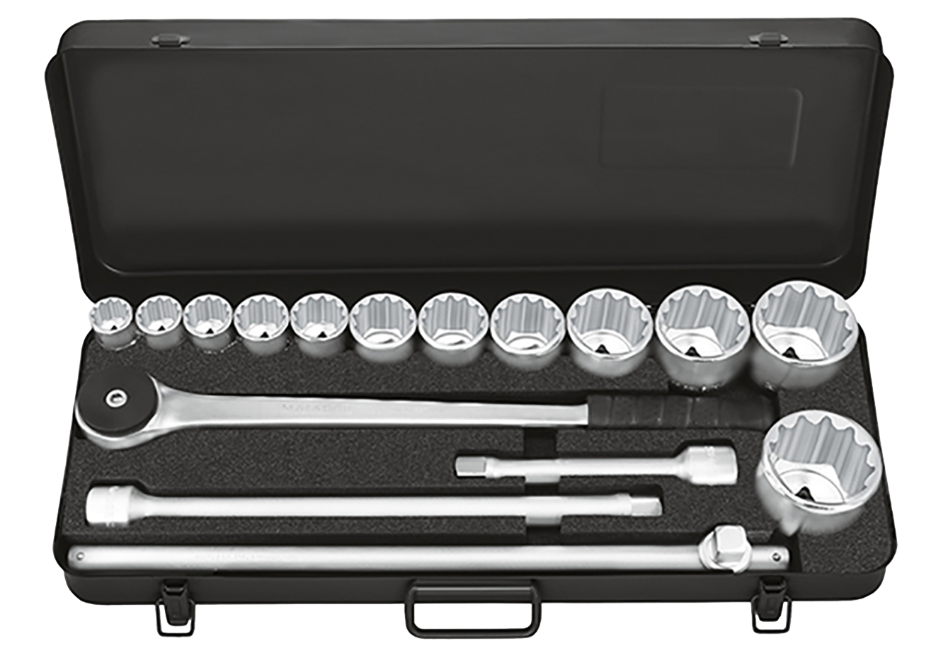 Matador 3/4" Dopsleutelset Twaalfkant met Omschakelbare Ratel 22-60mm in metalen kist, 16-delig
