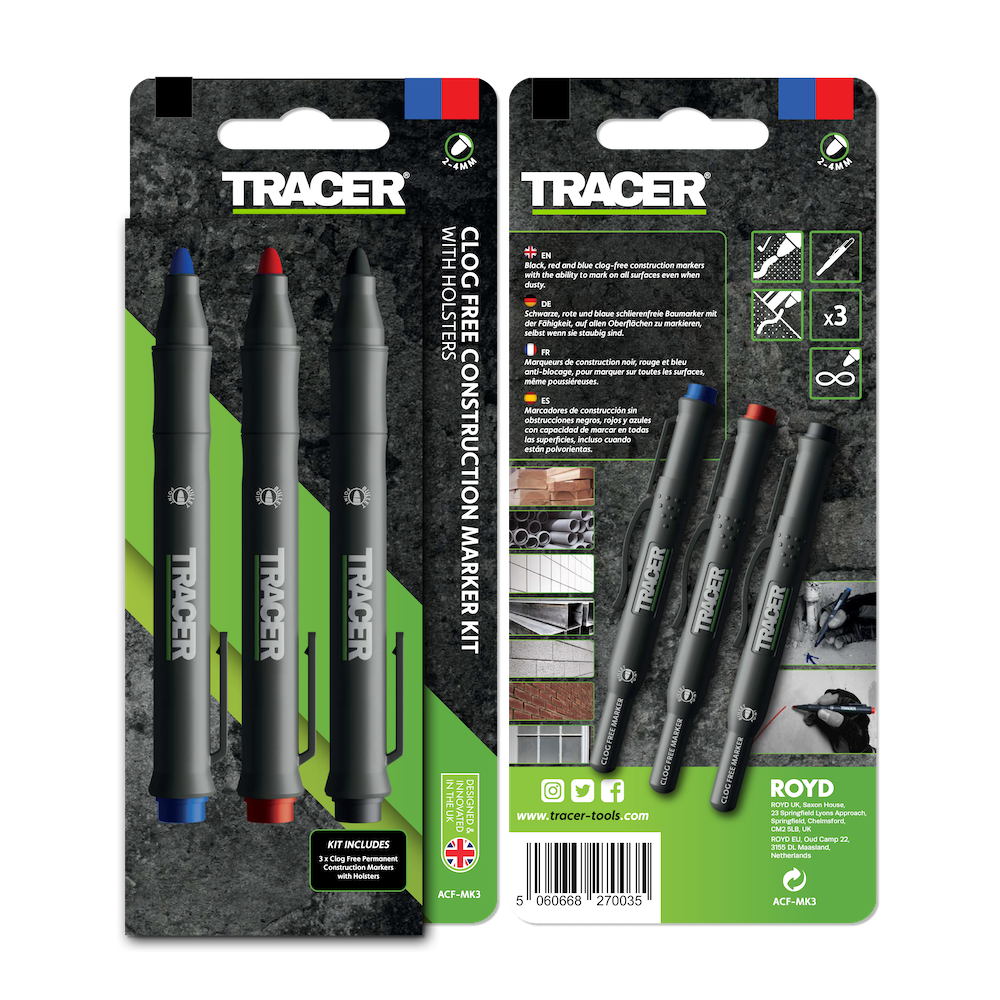 TRACER Markeerset Markeerstiften ACF-MK3, zwart, blauw, rood