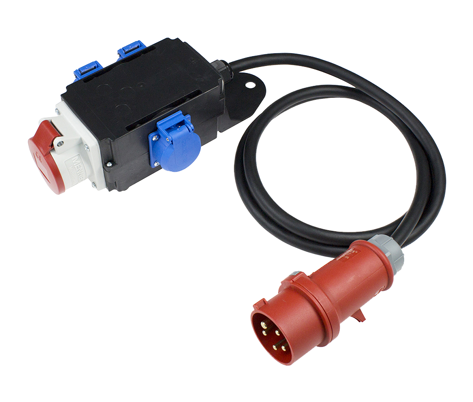 Schwabe CEE MIXO Adapter 400V/16A IP44 5-polig ENZ met kabel H07RN-F 5G2.5 2m