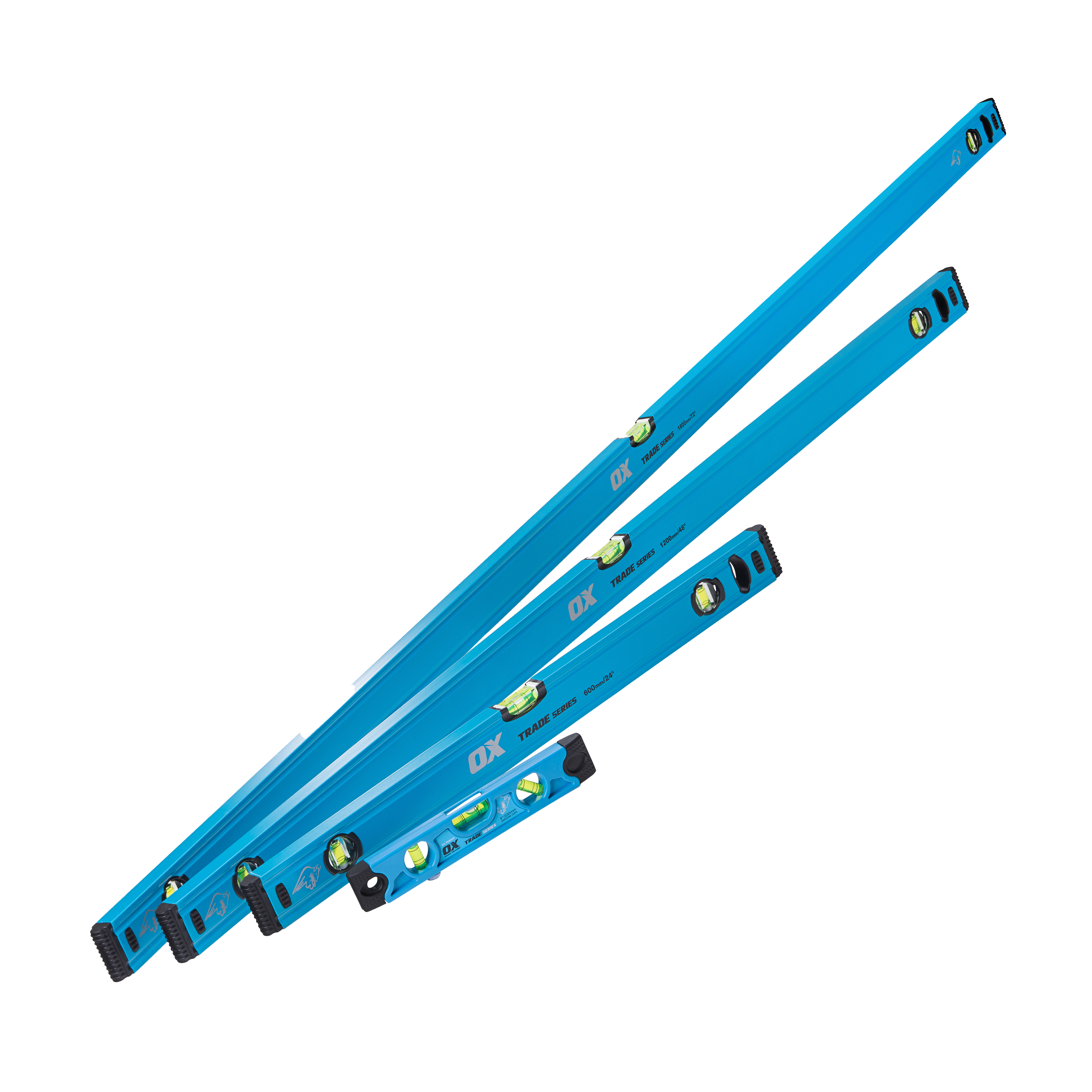 OX Trade Set Waterpassen 600,1200 en 1800mm + Torpedo 230mm  (4 stuks)