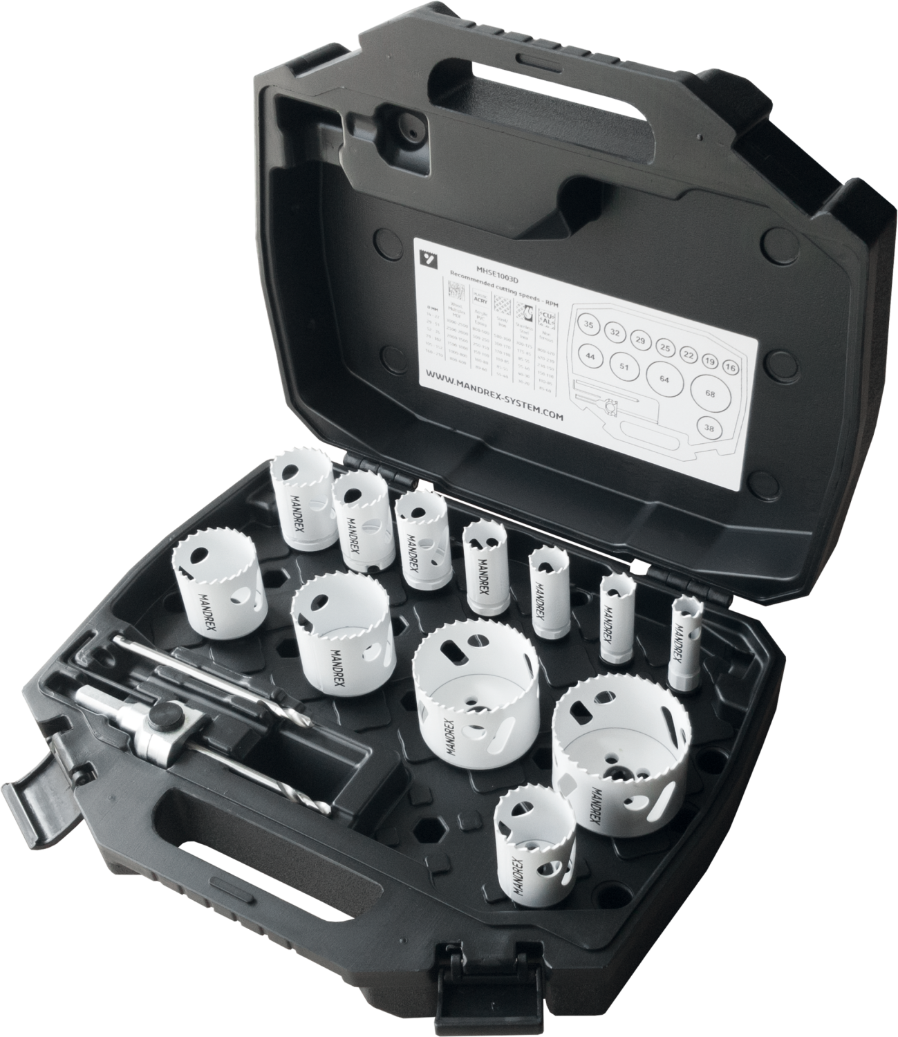 Mandrex Elektricienset SpeedXcut Bi-metaal M42 MHSE1003H, 20mm-73mm zeskant 8.5, 10-delig