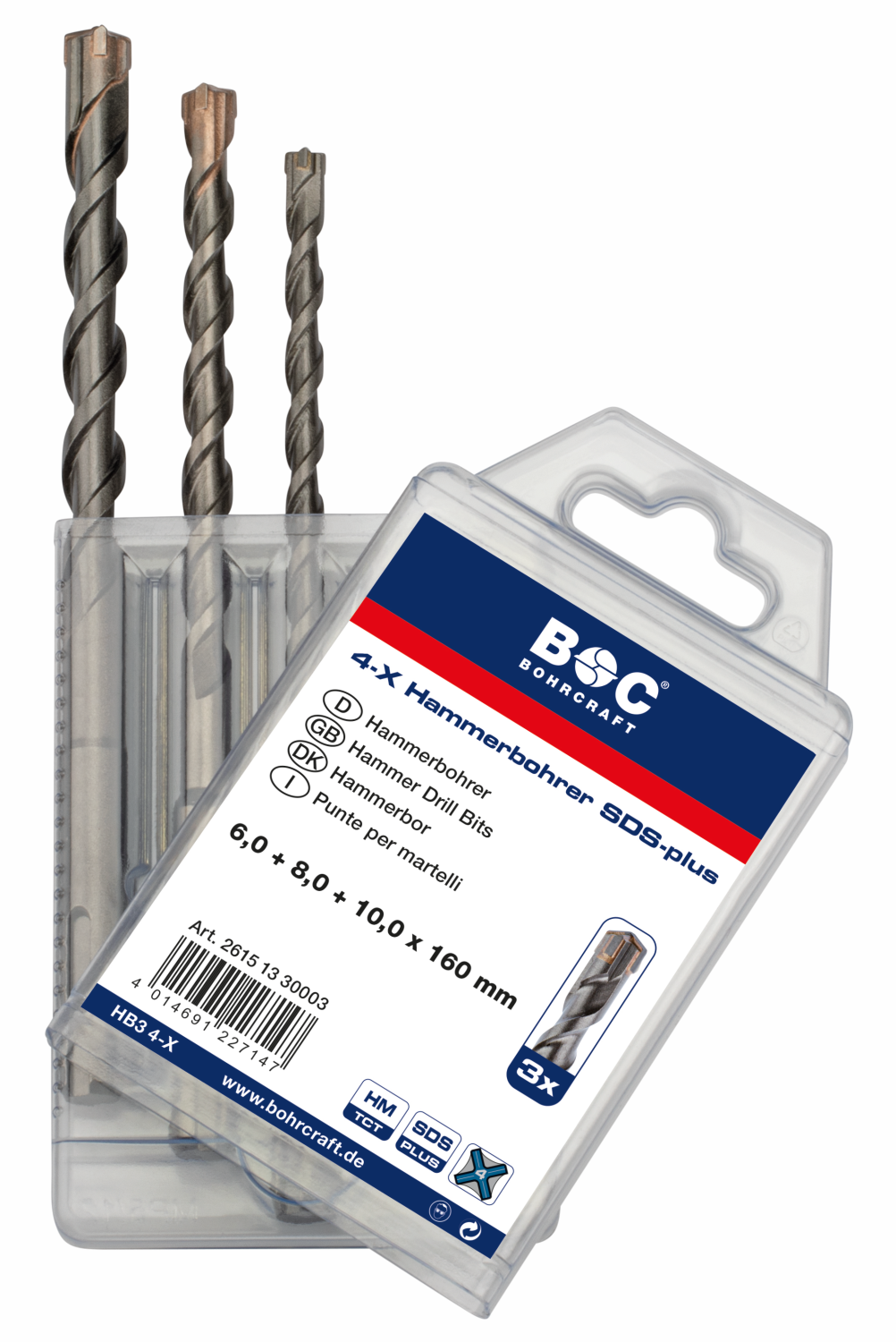 BC SDS+ Hamerborenset HB3 4-X Ø 6-8-10x160mm, 3-delig