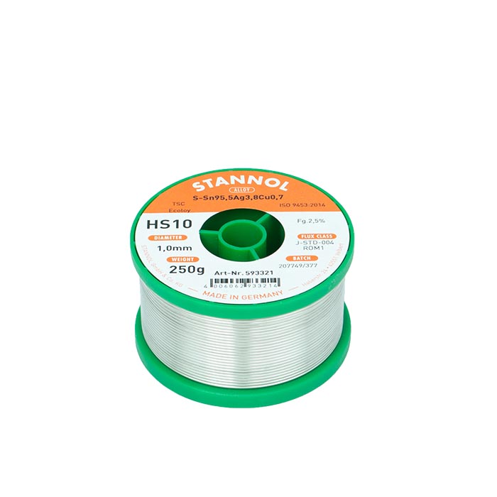 Stannol Soldeertin HS10 S-Sn95Ag4Cu1 (TSC) Ø 1.0mm 250g 593321