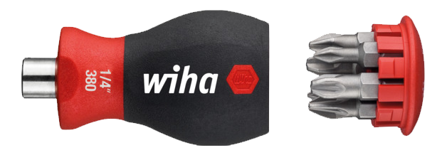 WIHA Stubby Schroevendraaier met Bitmagazijn magnetisch 1/4" 3801 PH/PZ