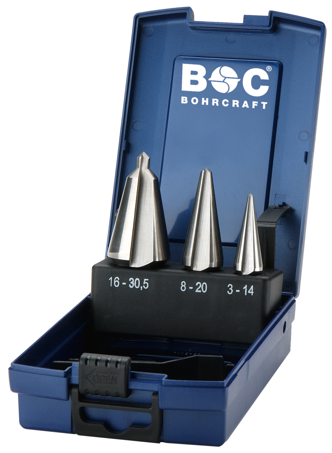 BC Conische Plaatborenset HSS-G B 3-K TiN  1/2/3, 3-delig in kunststof cassette