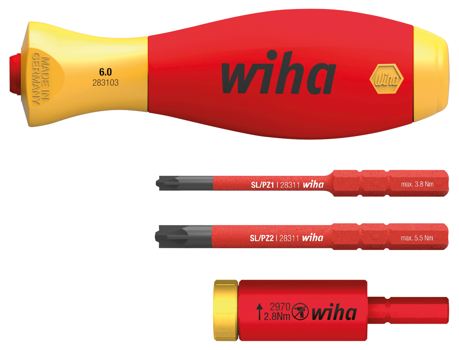 WIHA Momentschroevendraaierset easyTorque Adapter Electric 2970 2,8 Nm incl. slimBits SL/PZ
