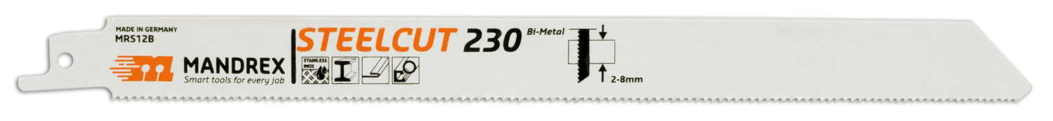 Mandrex Steelcut Reciprozaagblad MRS12B 230mm grof (2 st.)