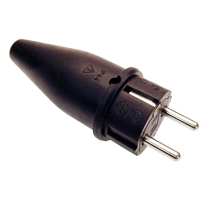 Schwabe Rubber Stekker 230V/16A IP44 Zwart tot 2,5 mm²