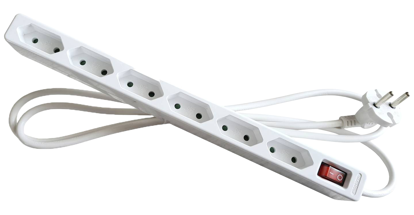 Schwabe Stekkerdoos 6x Eurocontactdoos met schakelaar H05VV-F 2x1.0 1,4m